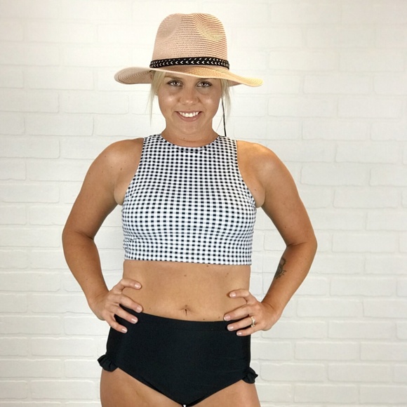 Checkered Sports Swim Top - Picture 2 of 4